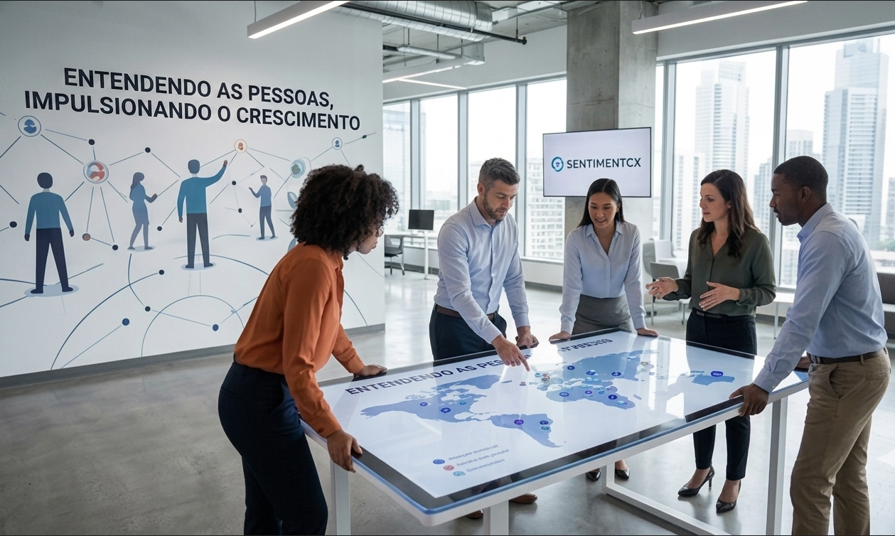 Ferramentas e recursos visuais da plataforma SentimentCX